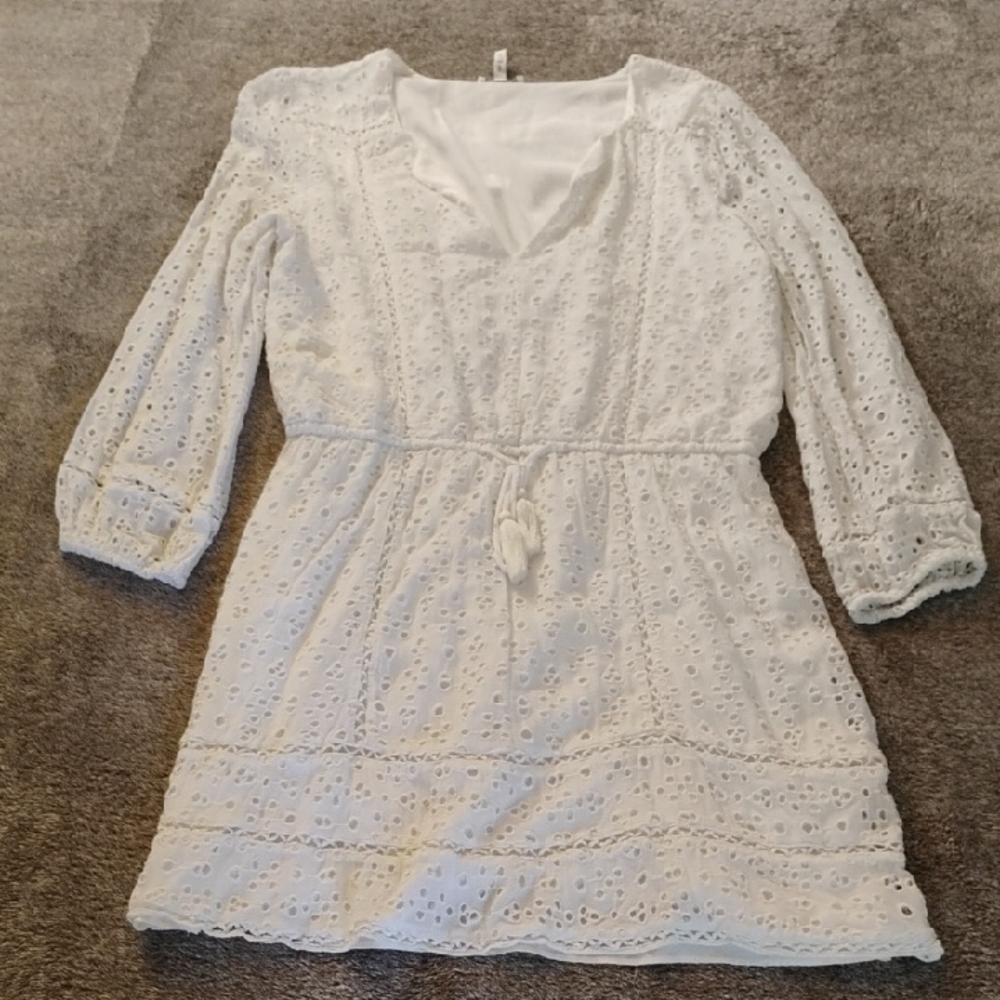Joie Eyelet Lace Dress V-neck
